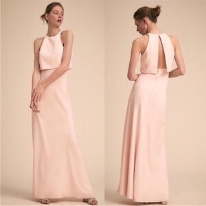 Jill by Jill Stuart x Anthropologie Peach Maxi Dress Sleeveless Overlay Size 2